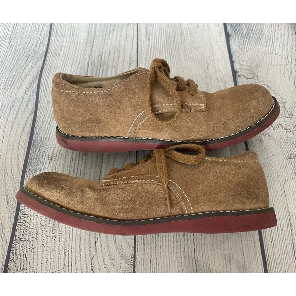 Brown Footmates Boy Suede Leather Shoes, Size Youth 13